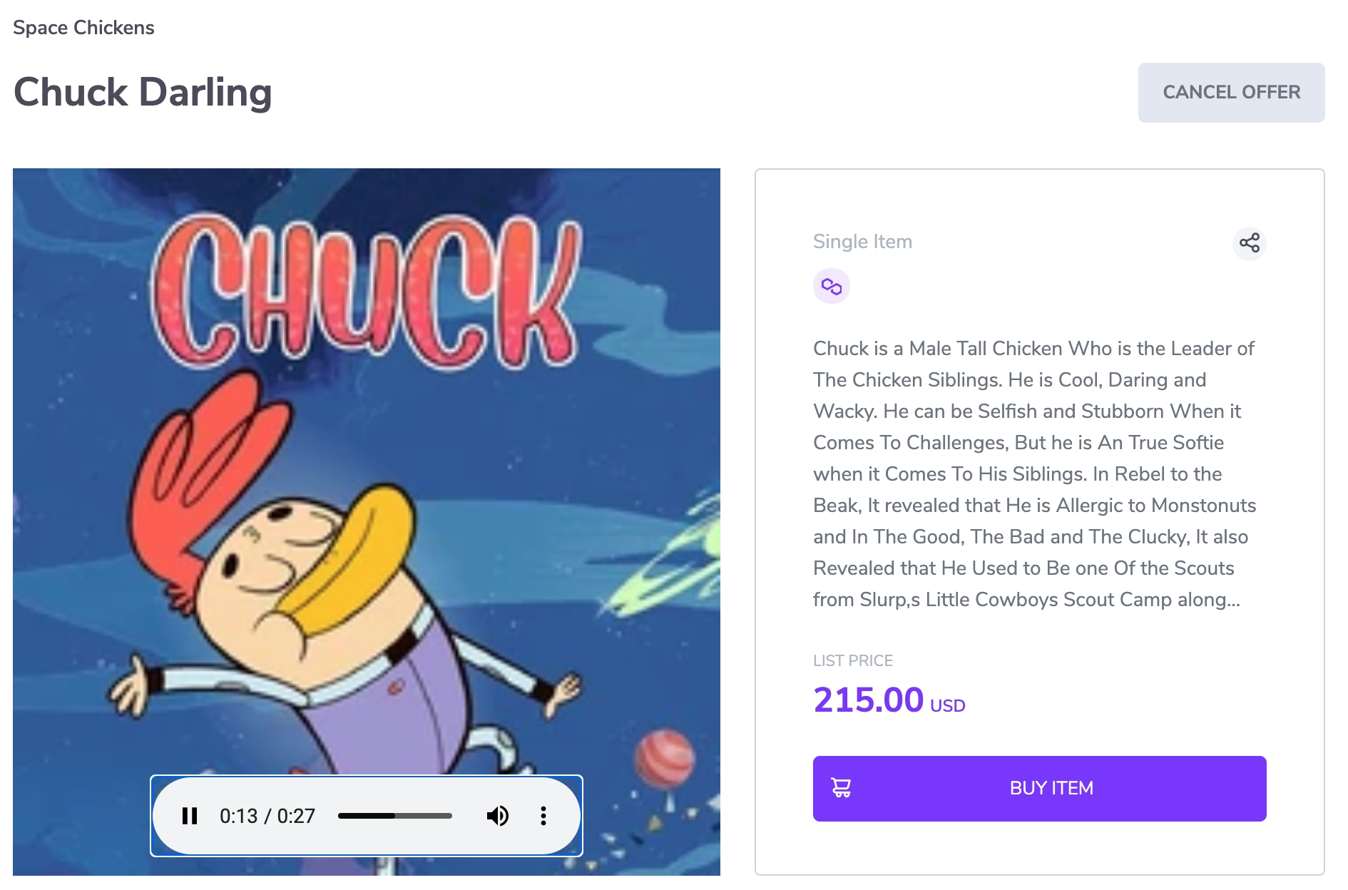 Example of an NFT that is enriched with an audio file